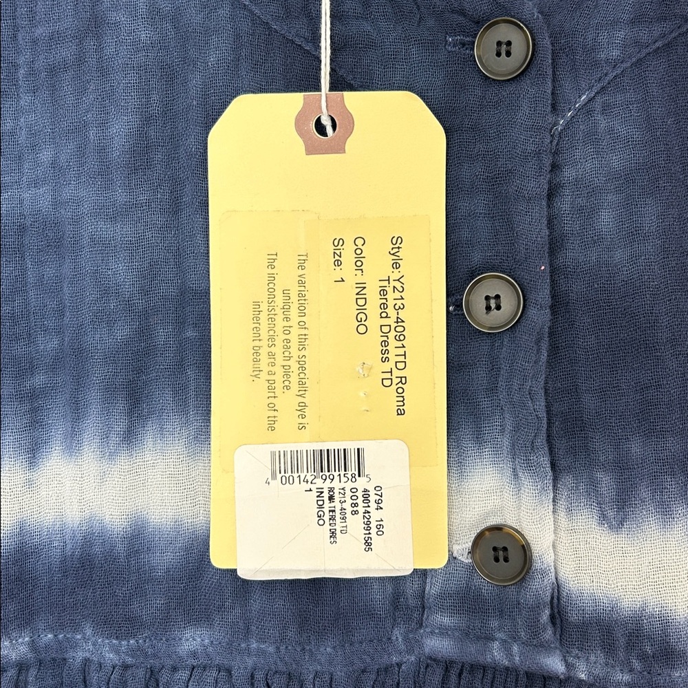 RAQUEL ALLEGRA NWT tiered indigo the-dye roma dress size 1